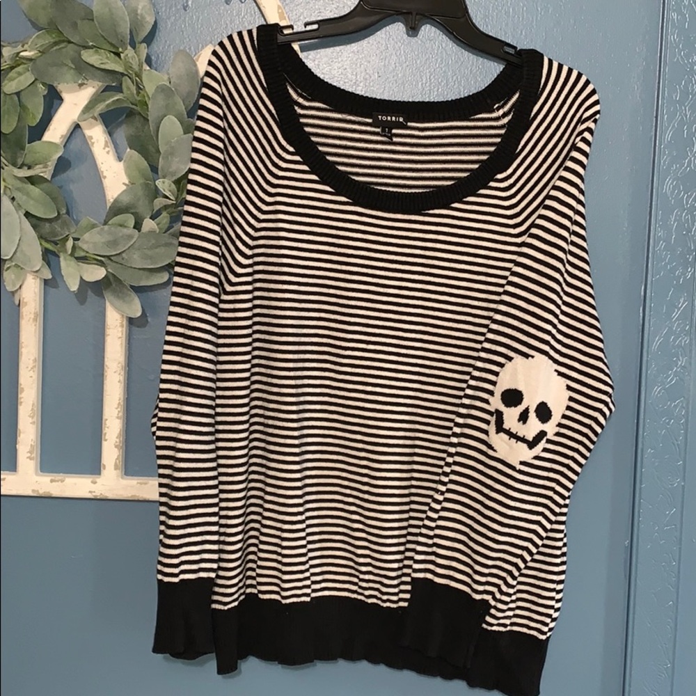 Torrid striped skull sweater